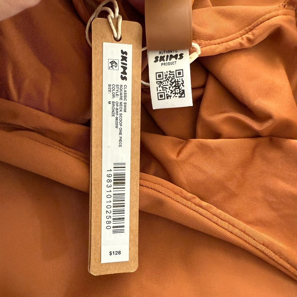 Skims Classic Swim Square Neck Scoop One Piece Bronze Size S NWT $128 MSRP - Picture 4 of 10